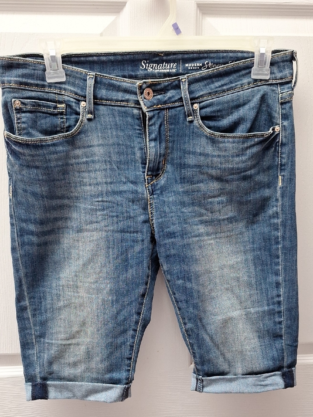 Signature Modern Skinny Blue Denim Jean Shorts